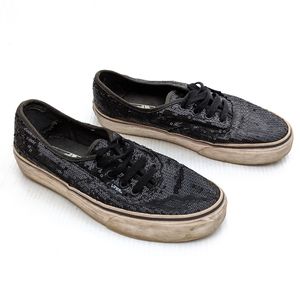 VANS black sequin low top sneakers